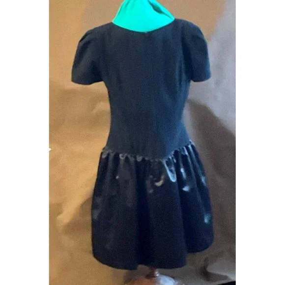 Morton Myles Gorgeous Black Vintage Dress Bows Rhinestones Size 10 Short Sleeve - Picture 5 of 14